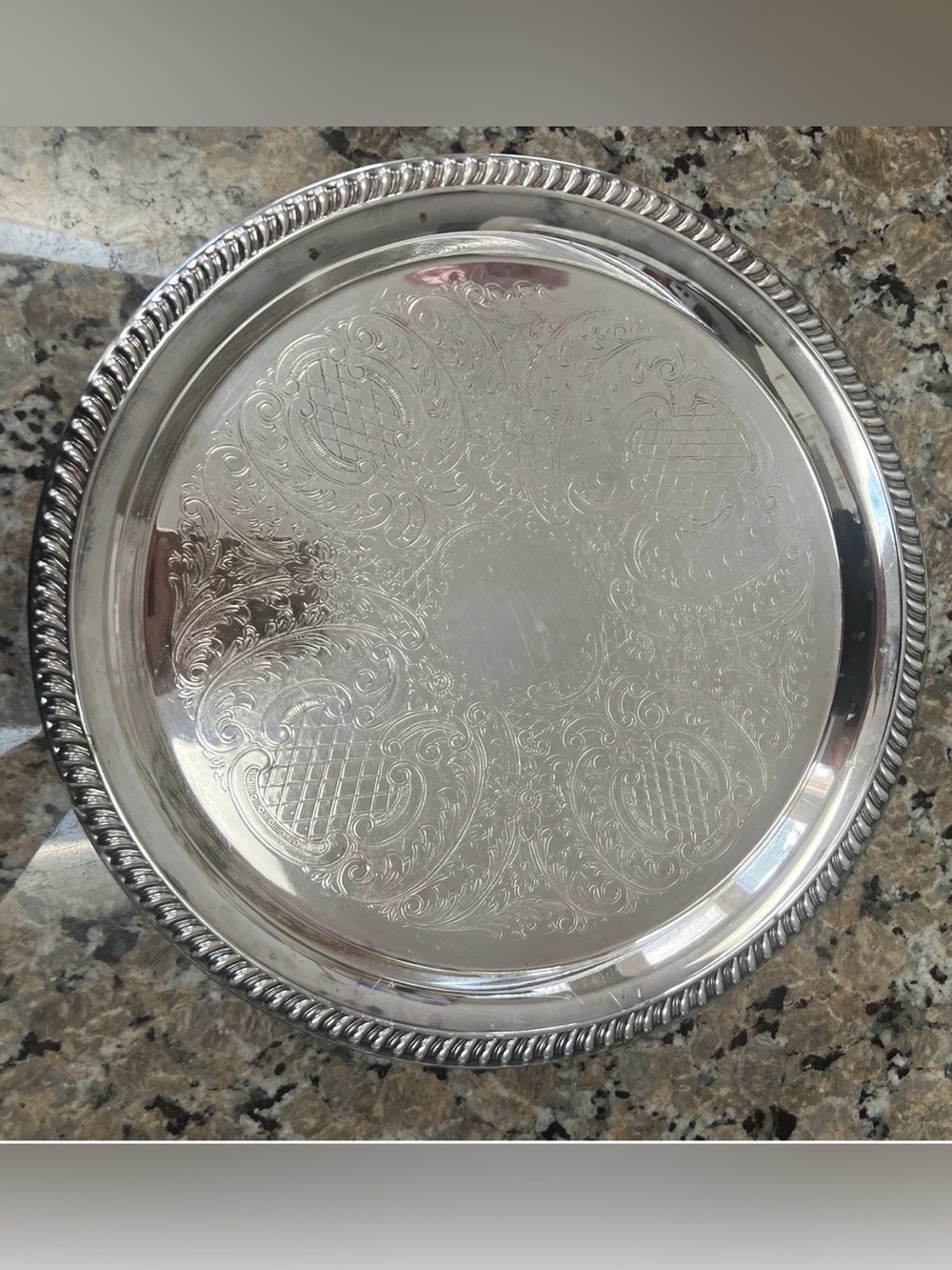 SHERIDAN, Metal dish with silver coating, printing on the back